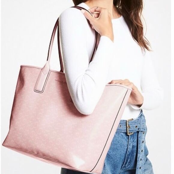 Michael Kors Jodie Large Logo Jacquard Powder Pink Blush Tote Bag NWT - Picture 1 of 8